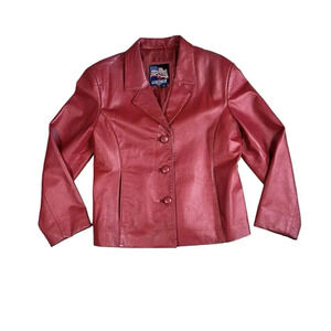 Vintage Red Leather U.S.A. Leather Short Jacket Size XL